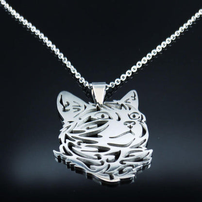 Halsband med katt och djur i rostfritt stål