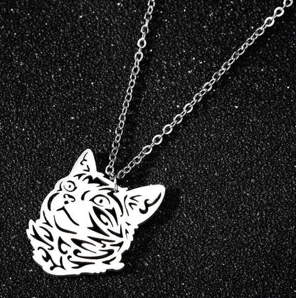 Halsband med katt och djur i rostfritt stål