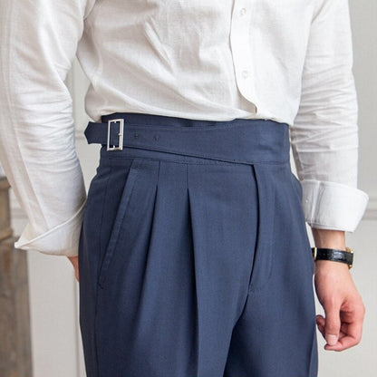 Straight Belted Men's Trousers