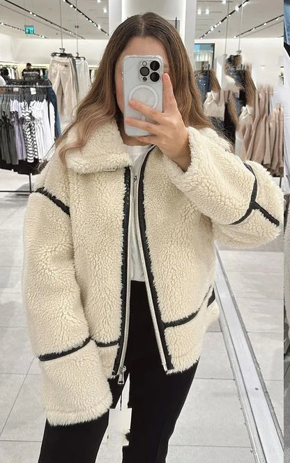 Elegant Winter Wool Fur Coat