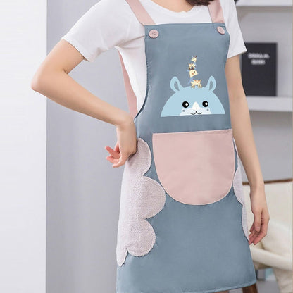 Waterproof apron with hand-drying towel
