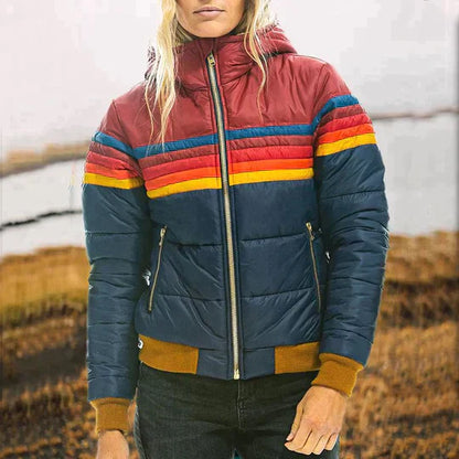 Winter Rainbow Print Casual Jacket
