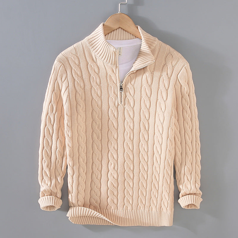 Zippered Collar Knitted Long Sleeve