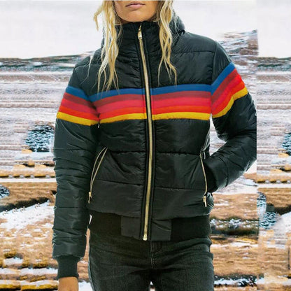 Winter Rainbow Print Casual Jacket