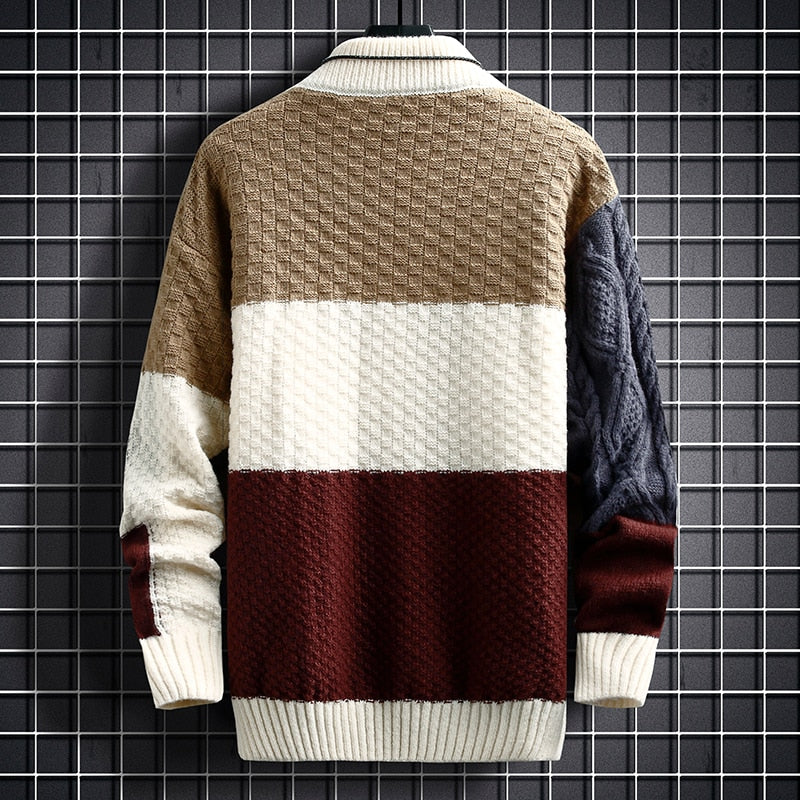 Winter Patchwork Knitted Sweater