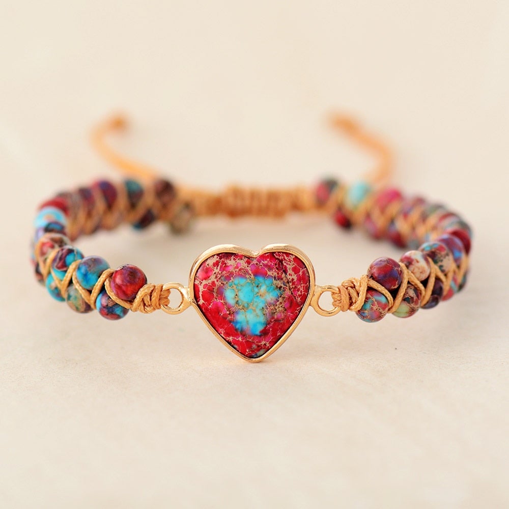 Jasper Stone Heart Bracelet