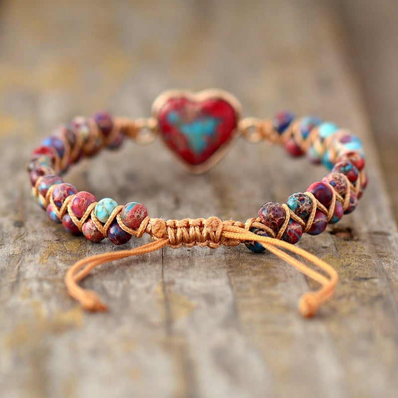 Jasper Stone Heart Bracelet